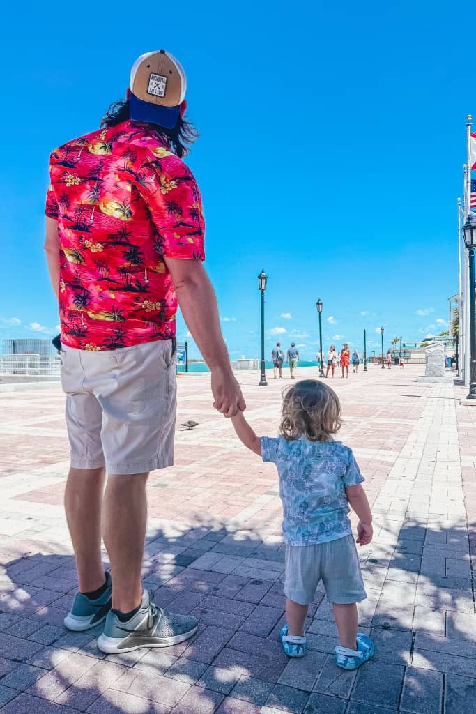 dad and son in key west on mallory square 