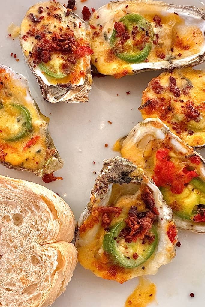 baked oysters with cheese and jalapeno