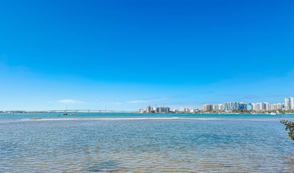 bay of sarasota with a view of the sarasota downtown city skyline